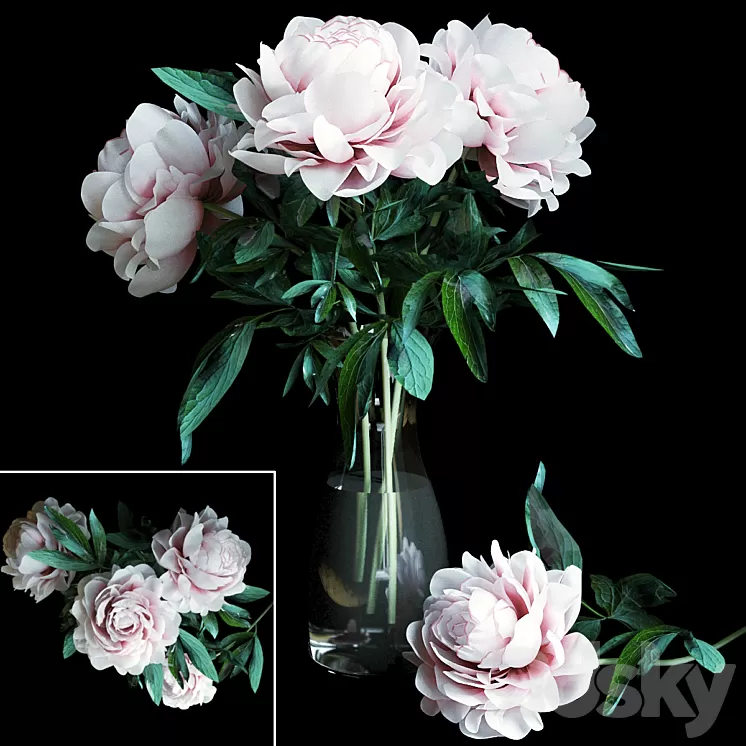 A bouquet of flowers in a vase 16 3D Model