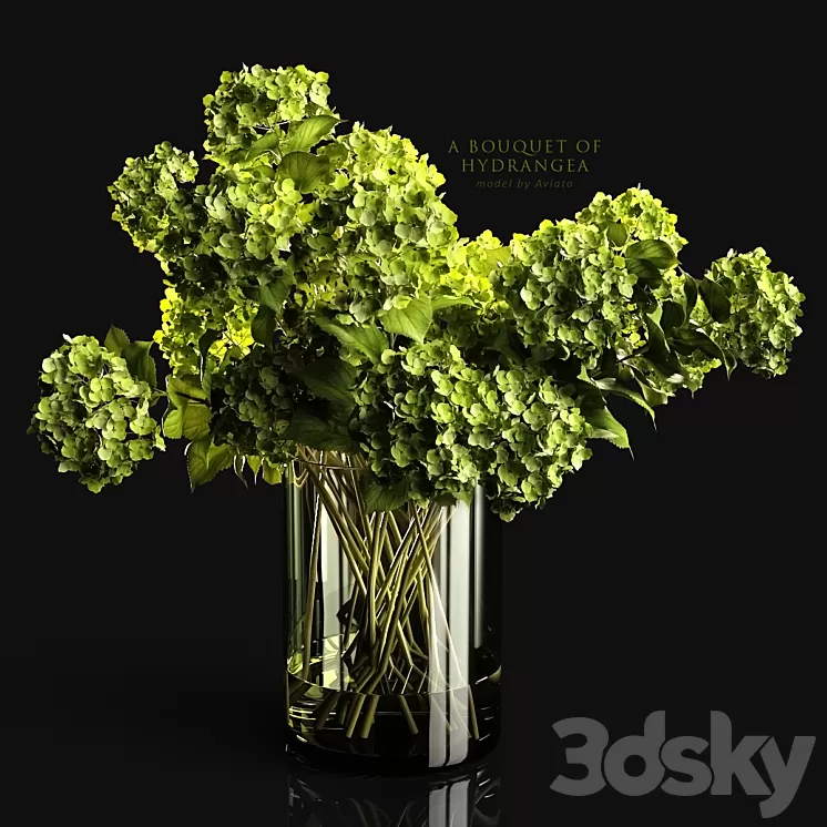 A bouquet of hydrangea 3D Model A bouquet of hydrangea 3D Model