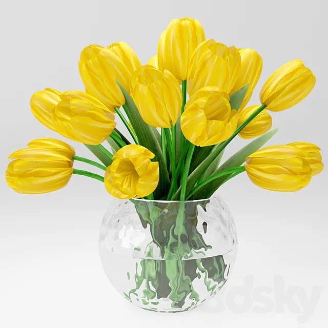 a bouquet of yellow tulips 3DModel a bouquet of yellow tulips 3DModel