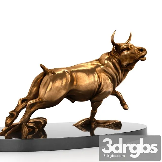 A bronze statue of a bull 3D Model Download
