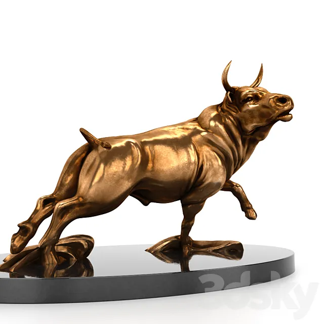 A bronze statue of a bull 3DModel