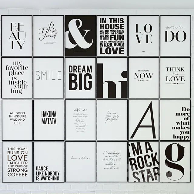 a collection of 24 posters within 3D Model a collection of 24 posters within 3D Model