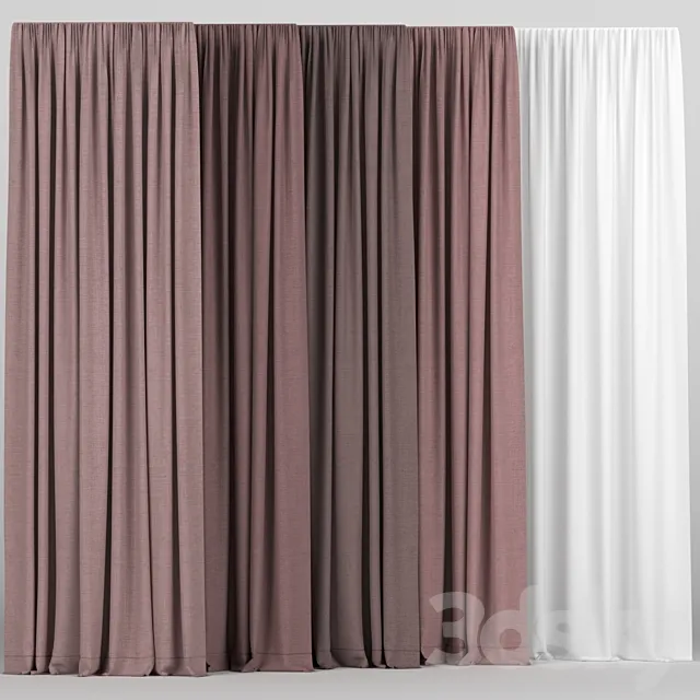 A collection of curtains with tulle. 3D Model A collection of curtains with tulle. 3D Model
