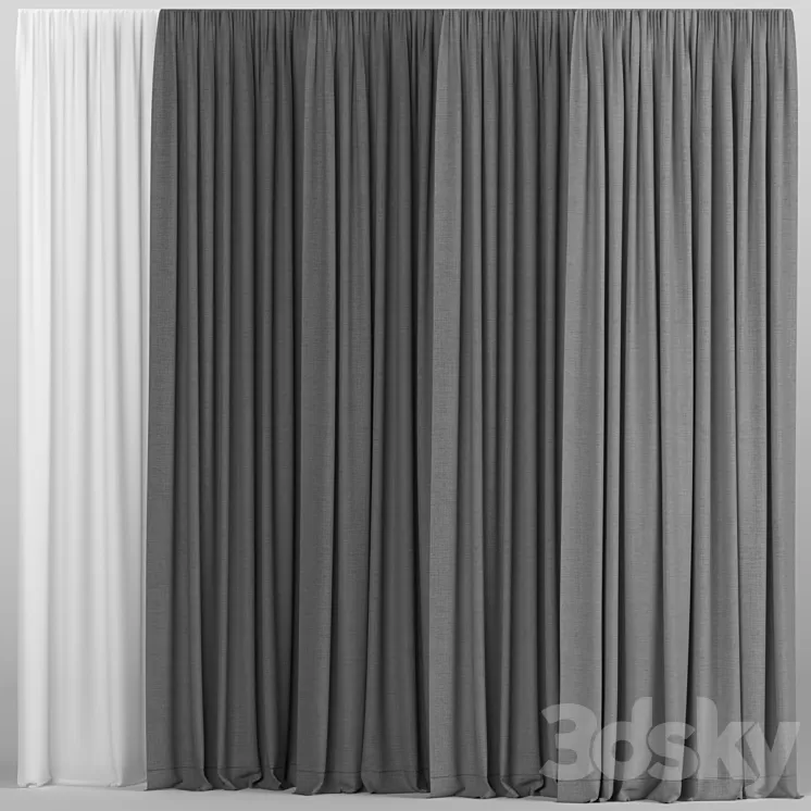 A collection of curtains with tulle. 3D Model A collection of curtains with tulle. 3D Model
