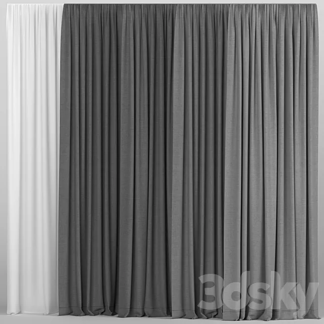 A collection of curtains with tulle. 3DModel A collection of curtains with tulle. 3DModel