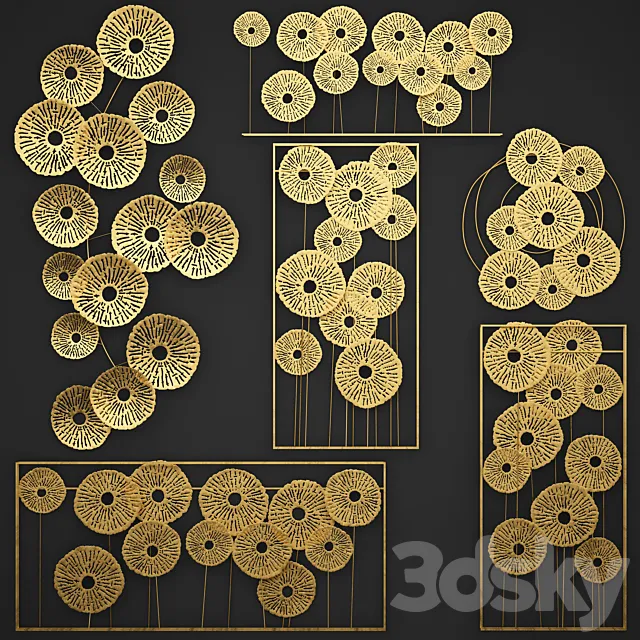 A collection of decor for the walls 1. Wall decor collection disks panels metal decor gold luxury 3D Model A collection of decor for the walls 1. Wall decor collection disks panels metal decor gold luxury 3D Model