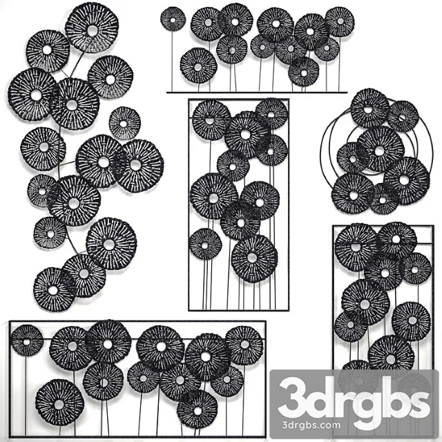 A collection of decor for the walls 4. wall decor set panel loft disks art picture metal decor round 3D Model Download