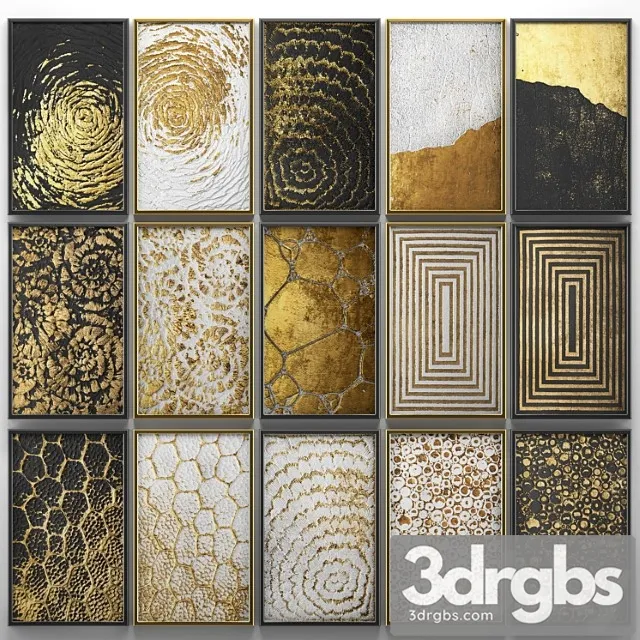 A collection of paintings. gold. five. wall decor a set of paintings luxury panels gold white black set decorative abstraction pattern 3D Model Download A collection of paintings. gold. five. wall decor a set of paintings luxury panels gold white black set decorative abstraction pattern 3D Model Download