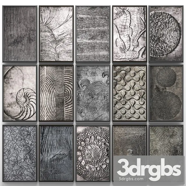 A Collection Of Paintings Modern Art 13 Wall Decor A Set Of Paintings Luxury Metal Set Decorative Abstraction Pattern Loft Industrial Style 3D Model Download