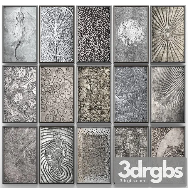 A Collection Of Paintings Modern Art Eleven Wall Decor A Set Of Paintings Luxury Metal Set Decorative Abstraction Pattern Loft Industrial Style 3D Model Download