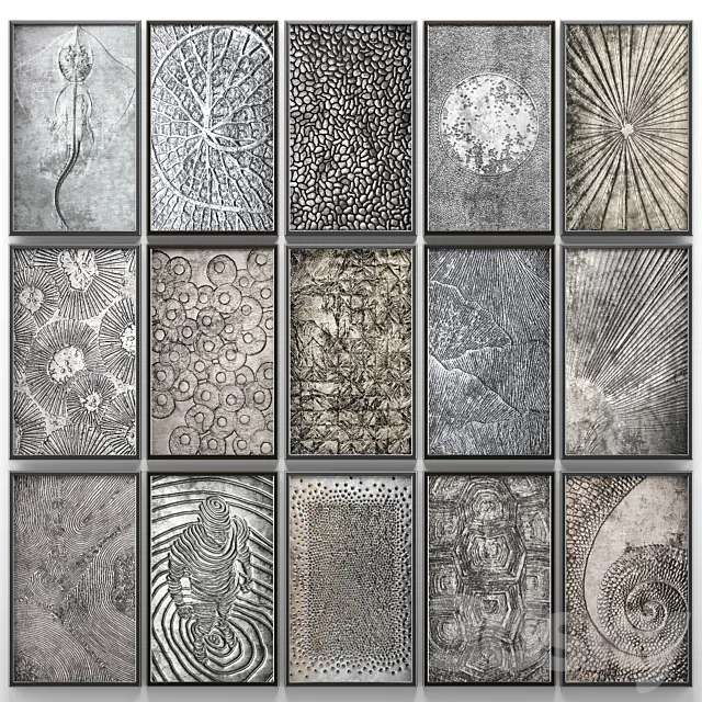 A collection of paintings. modern art. eleven wall decor a set of paintings luxury metal set decorative abstraction pattern loft industrial style 3D Model A collection of paintings. modern art. eleven wall decor a set of paintings luxury metal set decorative abstraction pattern loft industrial style 3D Model