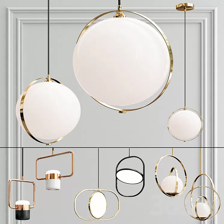 A collection of pendant lights. 3D Model