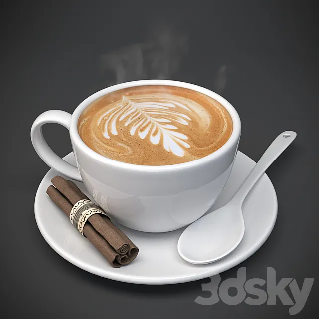 A cup of hot coffee 3D Model