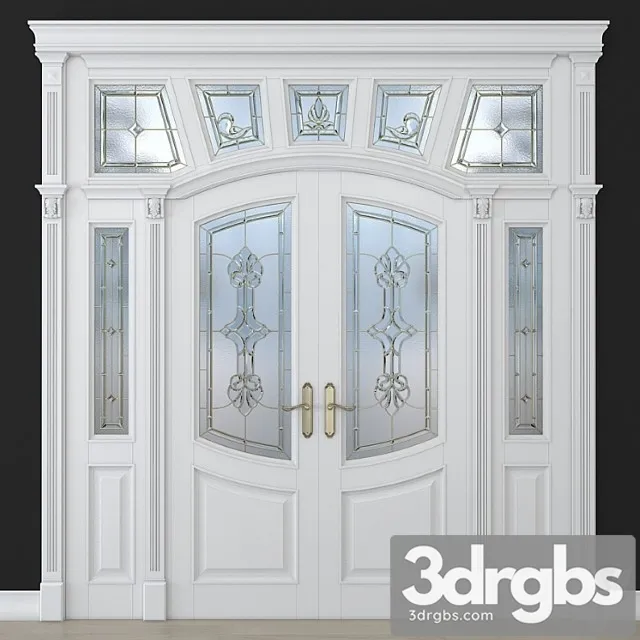 A door with a stained glass window 2 3D Model Download