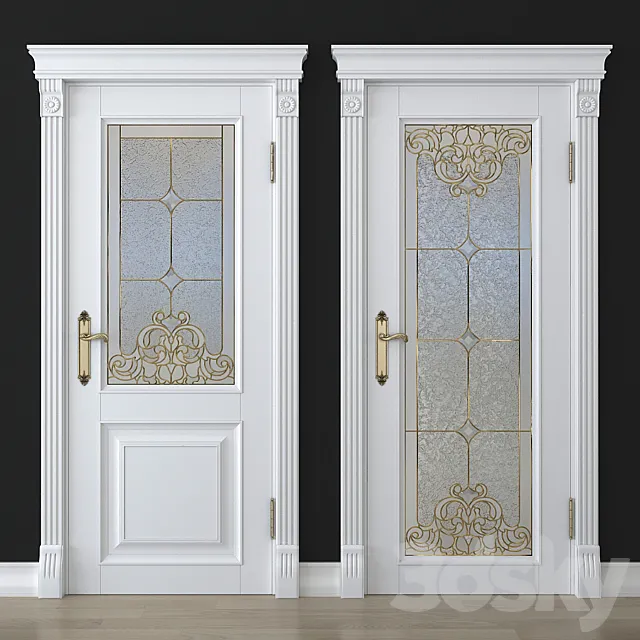 A door with a stained-glass window 3DModel