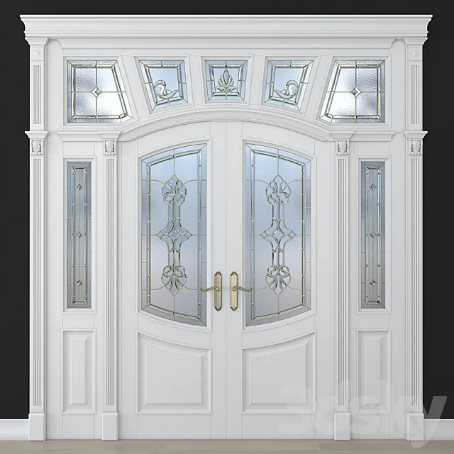 A door with a stained-glass window 3D Model
