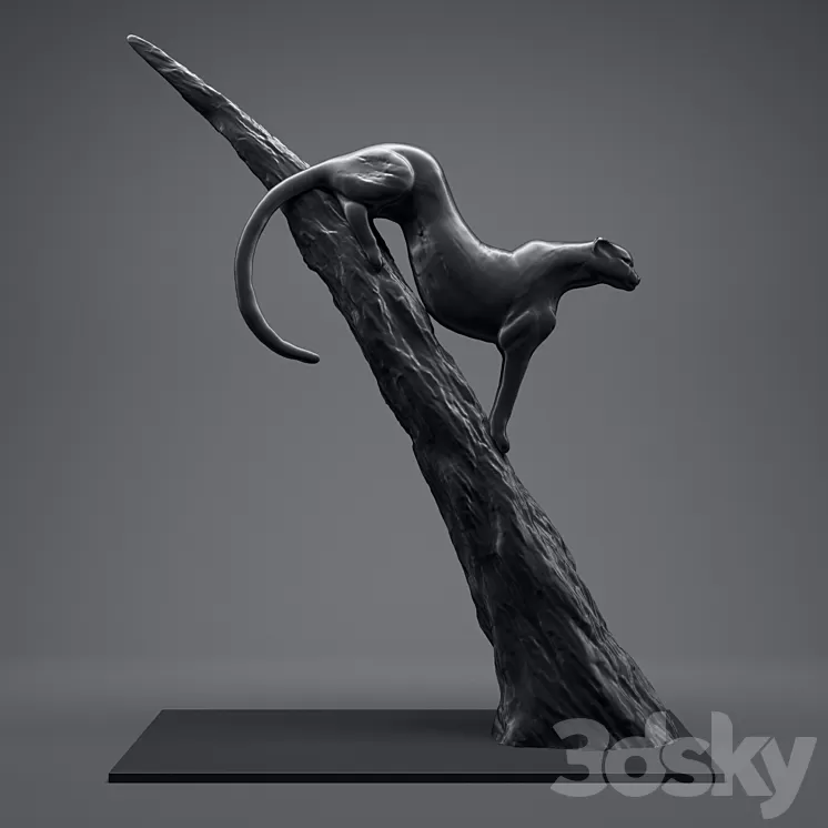 A figurine of a cheetah. 3D Model