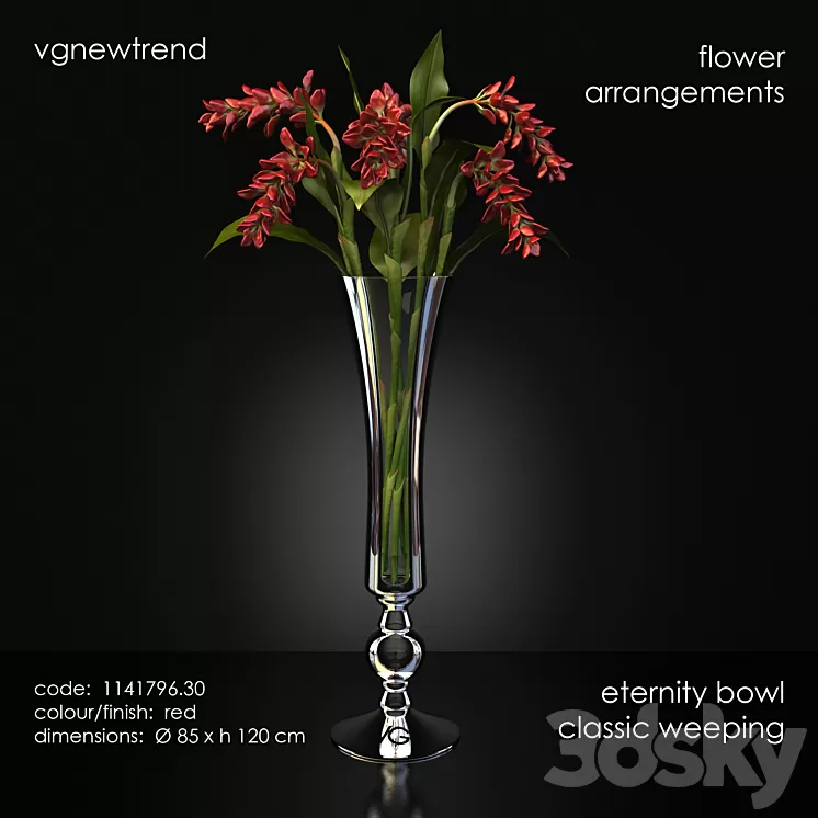 A flower in a vase vgnewtrend flower arrangements eternity bowl classic weeping 3D Model