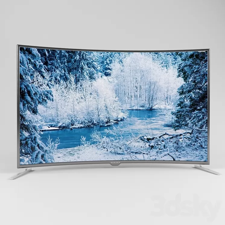 A huge TV with a curved screen 2500×1500 3D Model