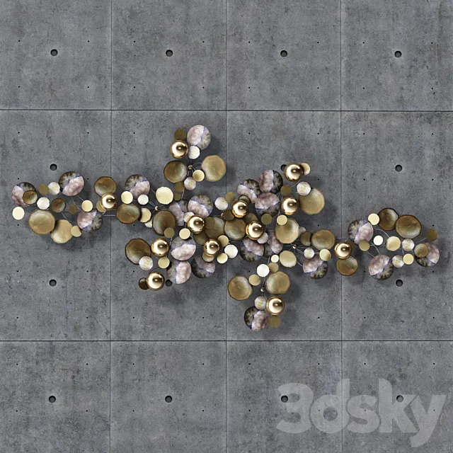 A Large Brass Curtis Jere Raindrops Wall Sculpture 3DModel A Large Brass Curtis Jere Raindrops Wall Sculpture 3DModel