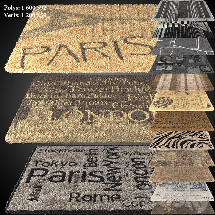 A selection of carpets 1600h2300 (15 pcs.) 3D Model A selection of carpets 1600h2300 (15 pcs.) 3D Model