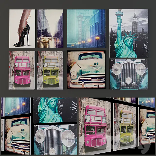 A selection of contemporary paintings 3D Model