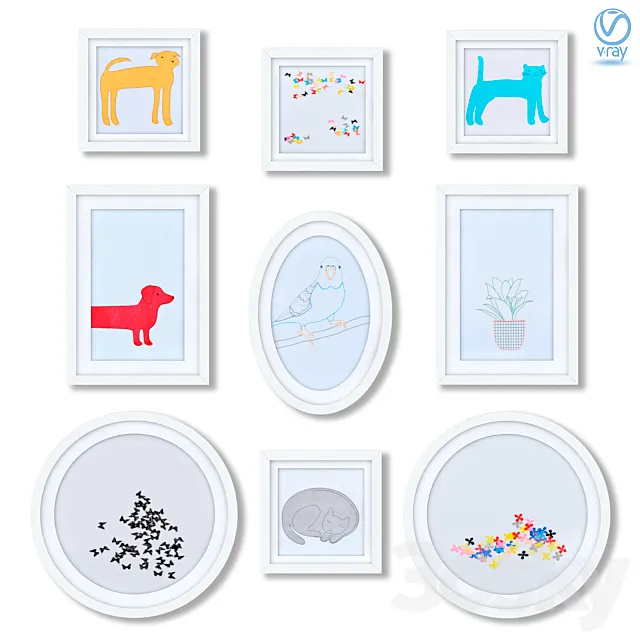 A series of children’s posters for the design of a children’s room. 3D Model A series of children’s posters for the design of a children’s room. 3D Model