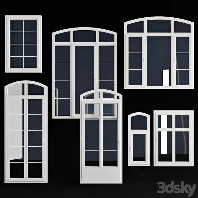 A set of arched windows and doors 3D Model