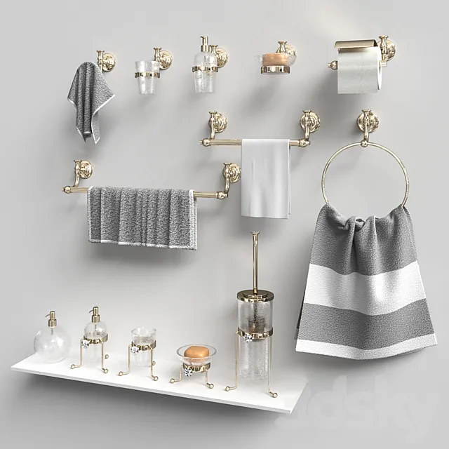 A set of bathroom accessories Brilla Gold Gaia Mobili 3DModel