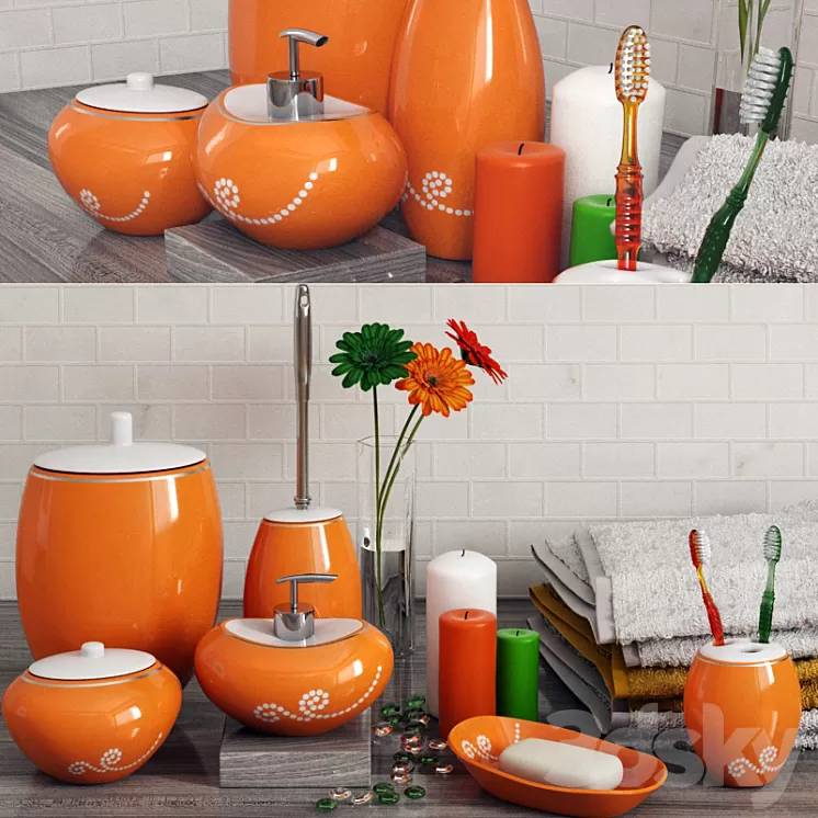A set of bathroom accessories Primanova Maison Orange 3D Model