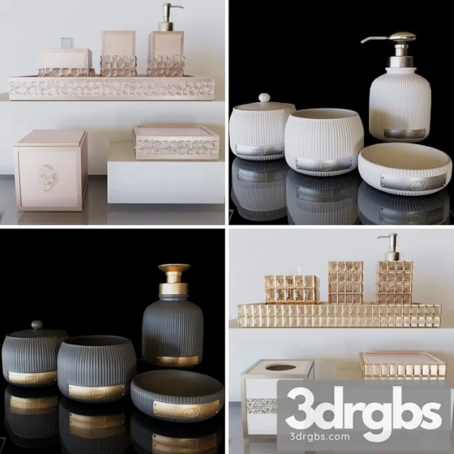 A Set Of Bathroom Accessories Soap Dish Collection 3D Model Download