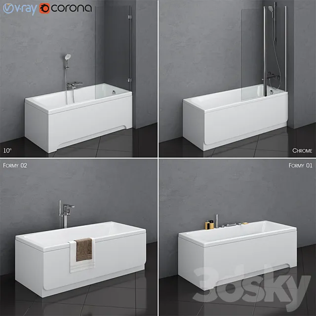 A set of baths Ravak set 13 (10 °. Chrome. Formy 01. Formy 02) 3DModel A set of baths Ravak set 13 (10 °. Chrome. Formy 01. Formy 02) 3DModel