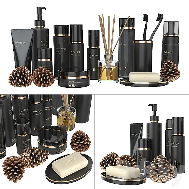 A set of black cosmetics. 3DModel