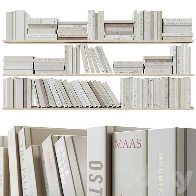 A set of books Books dark beige_1 3DModel A set of books Books dark beige_1 3DModel