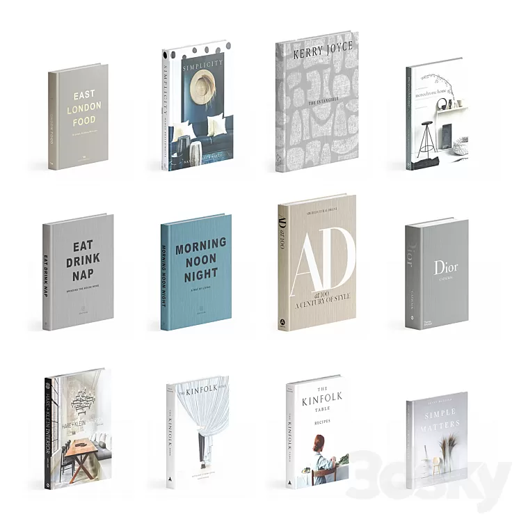 A set of books. Coffee Table Book Set 03 3D Model Free Download