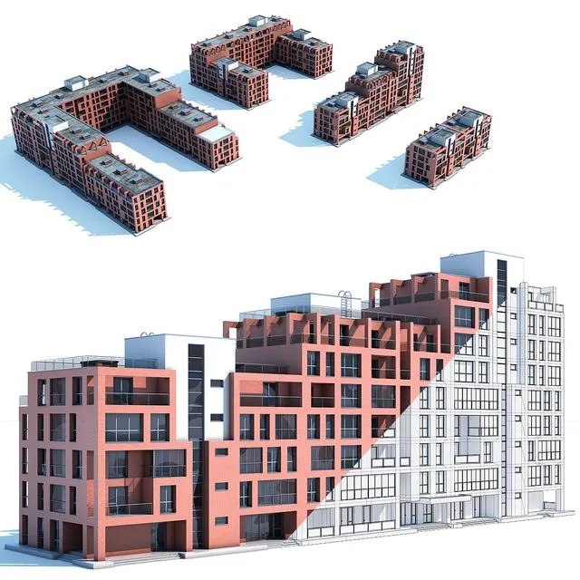 A set of buildings 3D Model