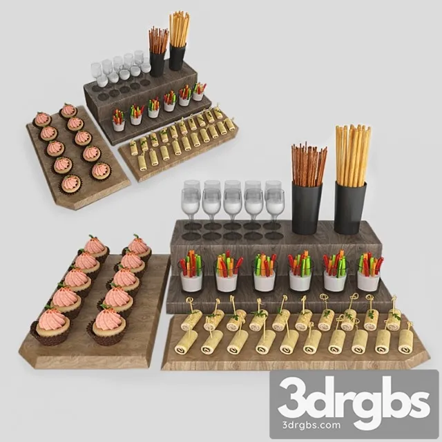 A set of canapes 1 3D Model Download