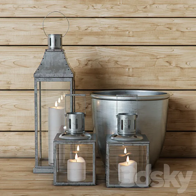 A set of candlesticks lanterns 3D Model