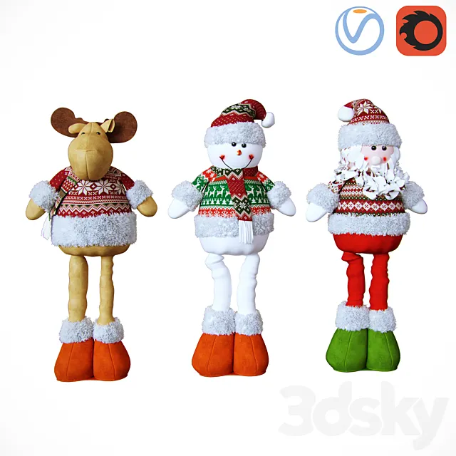 A set of Christmas toys 3D Model