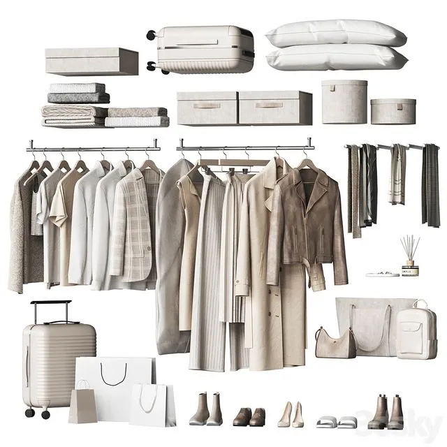 A set of clothes and accessories to fill a wardrobe or store and showroom 3D Model