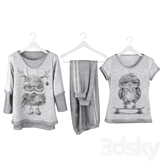 A set of clothes on a hanger 3D Model