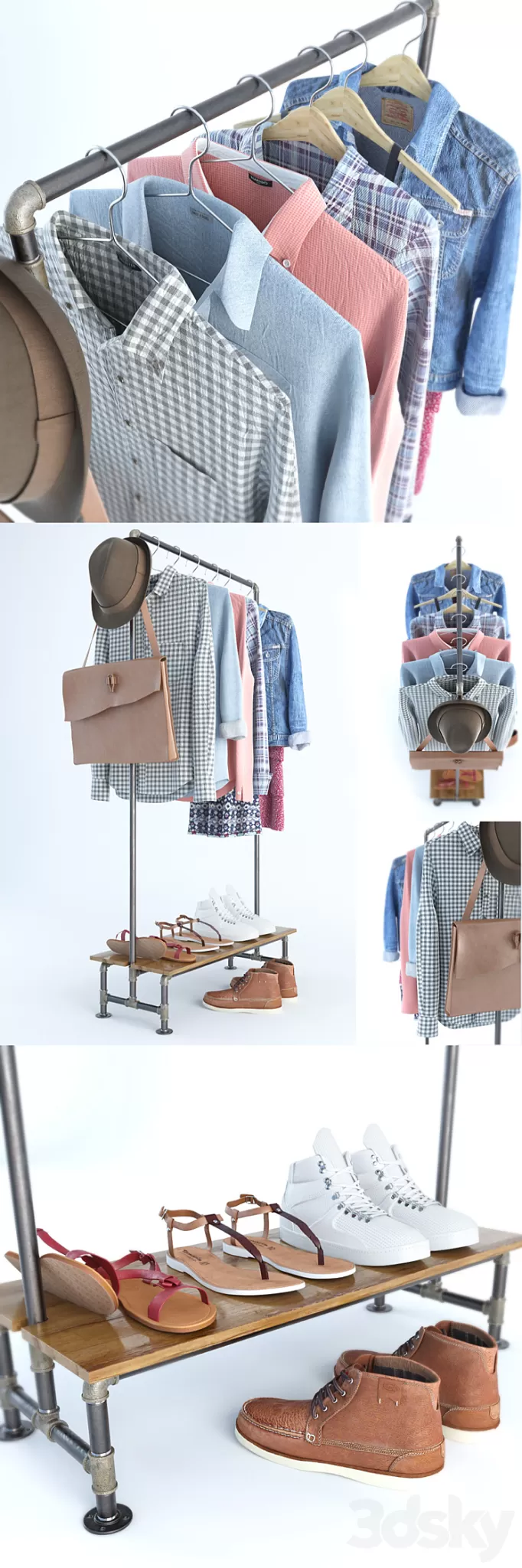 A set of clothing and footwear 3D Model A set of clothing and footwear 3D Model