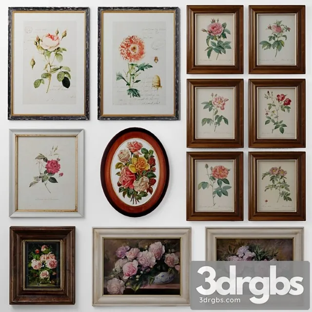 A set of cool pictures with roses 3D Model Download A set of cool pictures with roses 3D Model Download