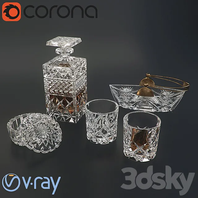 A set of crystal glassware 3D Model
