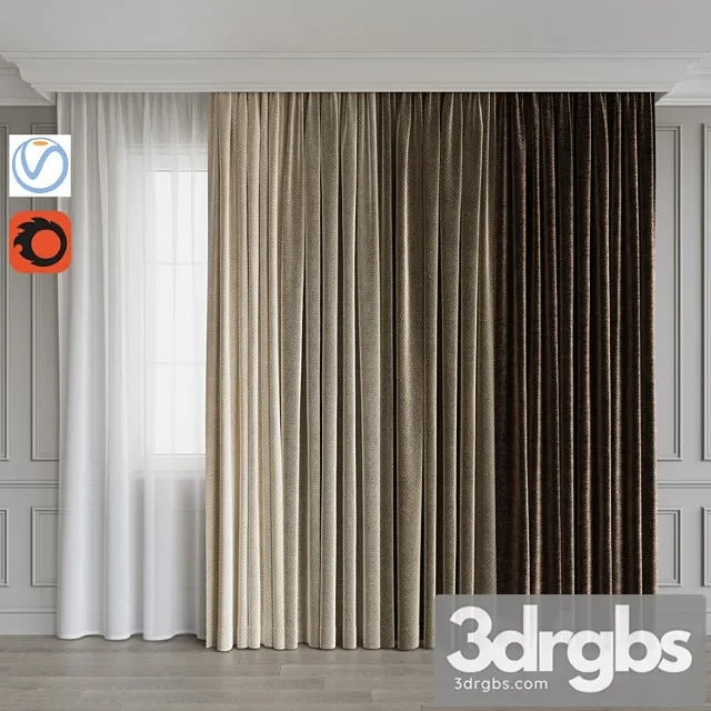 A set of Curtains 10 Beige Gamma 3D Model Download