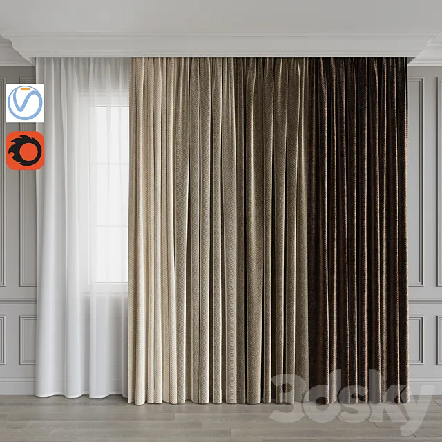 A set of curtains 10. Beige gamma 3D Model A set of curtains 10. Beige gamma 3D Model