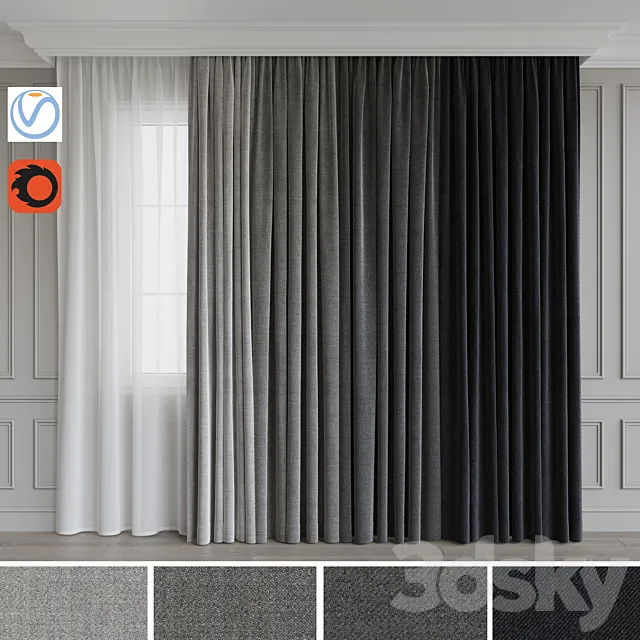 A set of curtains 11. Gray gamma 3D Model A set of curtains 11. Gray gamma 3D Model