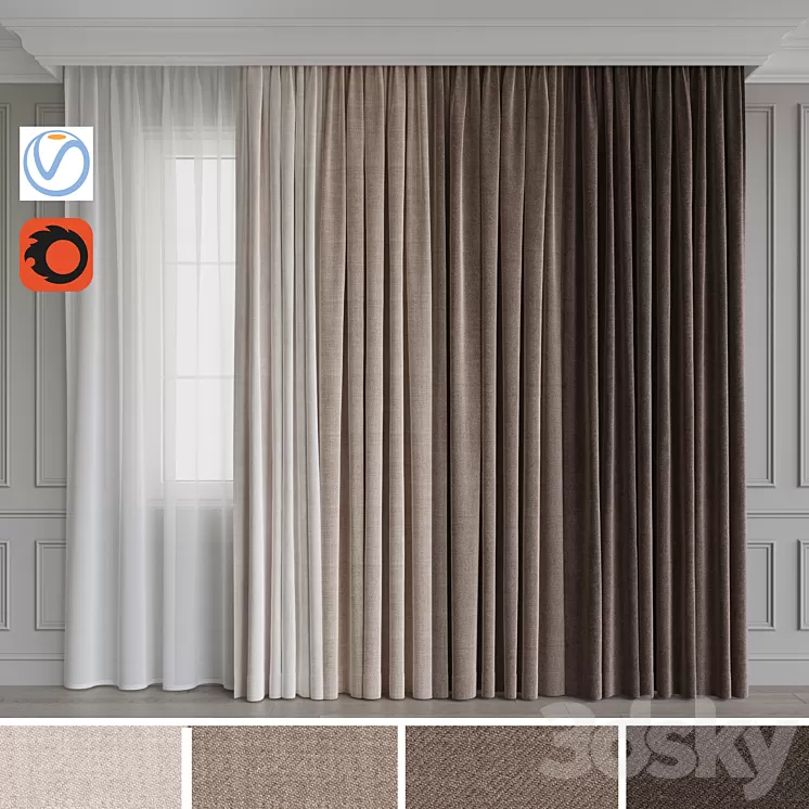 A set of curtains 12. Beige gamma 3D Model A set of curtains 12. Beige gamma 3D Model