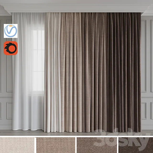 A set of curtains 12. Beige gamma 3DModel A set of curtains 12. Beige gamma 3DModel