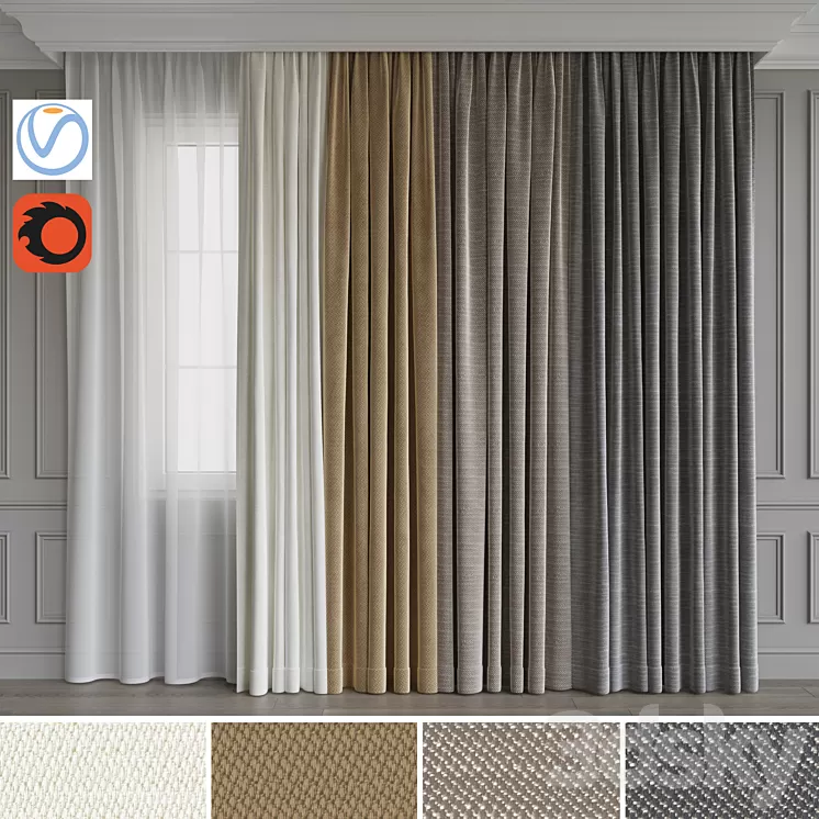 A set of curtains 13 3D Model A set of curtains 13 3D Model